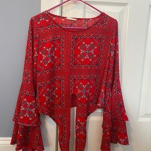 Front Knot Bell Sleeved Blouse